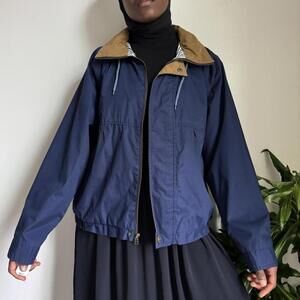 Vintage unisex zip up gorpcore navy bomber jacket size L